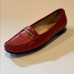 Bally red leather shoes.